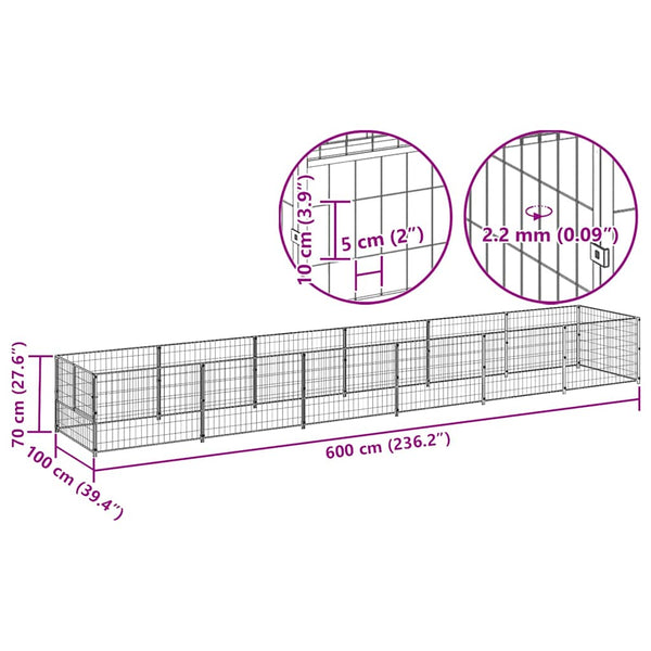 Koiranhäkki musta 6 m² teräs