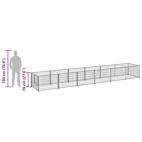Koiranhäkki musta 6 m² teräs