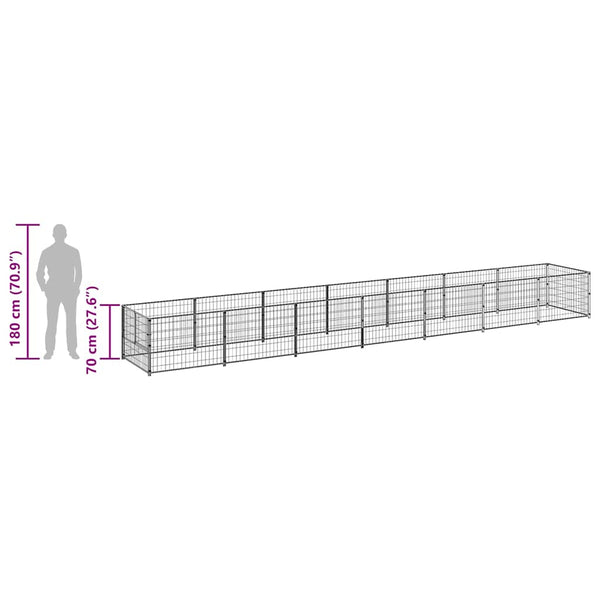 Koiranhäkki musta 7 m² teräs