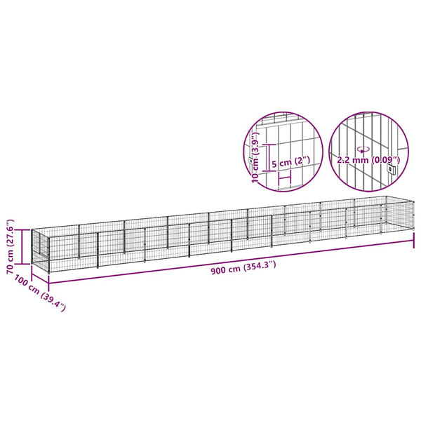 Koiranhäkki musta 9 m² teräs