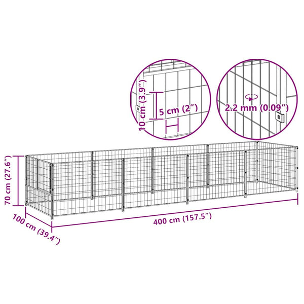 Koiranhäkki hopea 4 m² teräs