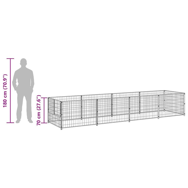 Koiranhäkki hopea 4 m² teräs