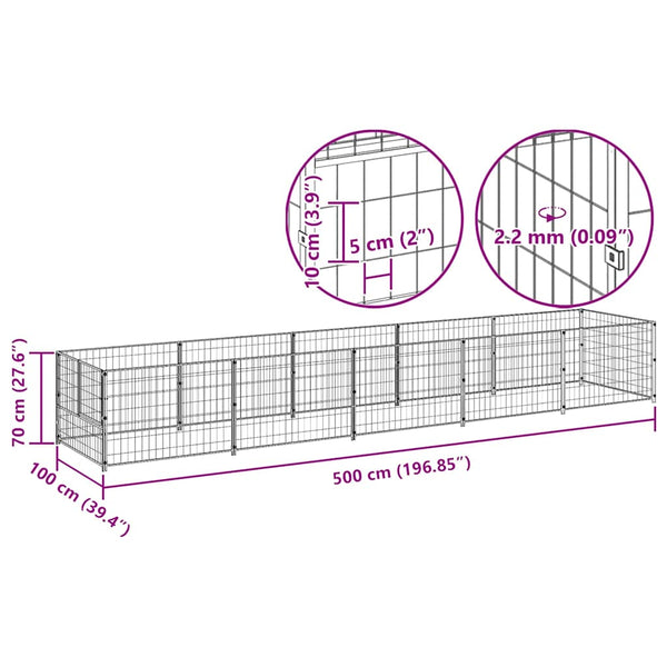 Koiranhäkki hopea 5 m² teräs