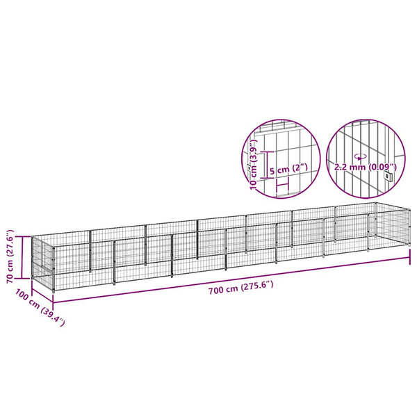 Koiranhäkki hopea 7 m² teräs