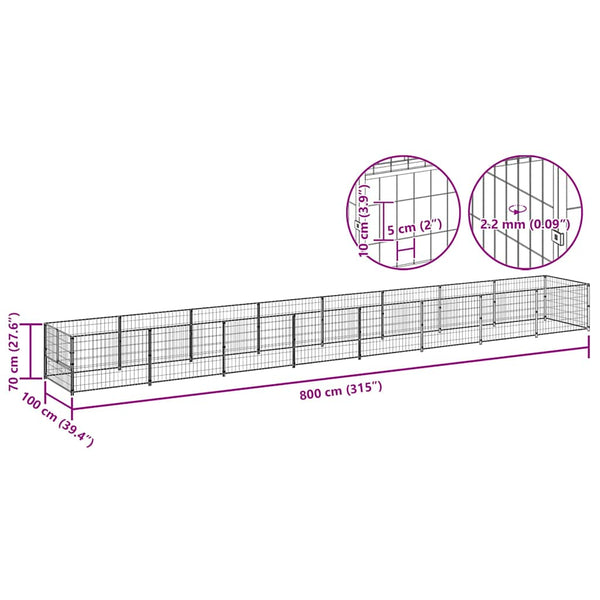 Koiranhäkki hopea 8 m² teräs