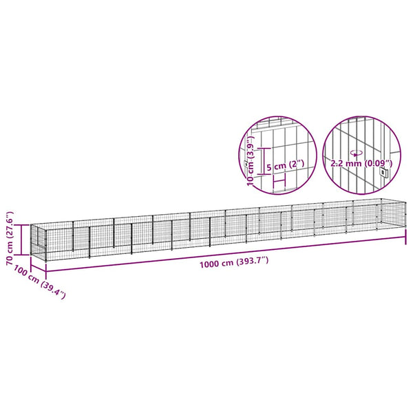 Koiranhäkki hopea 10 m² teräs