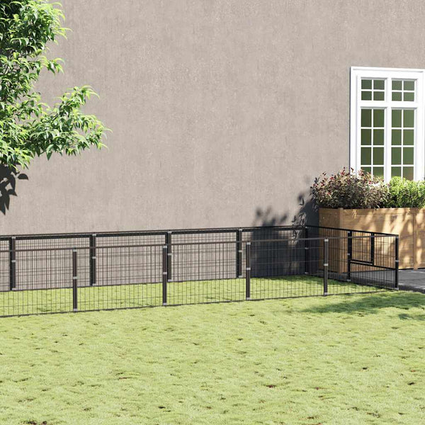 Koiranhäkki musta 16 m² teräs