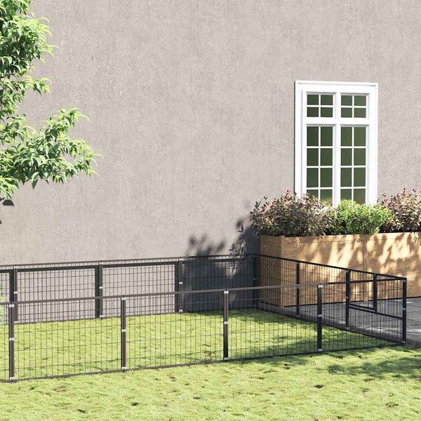 Koiranhäkki musta 15 m² teräs