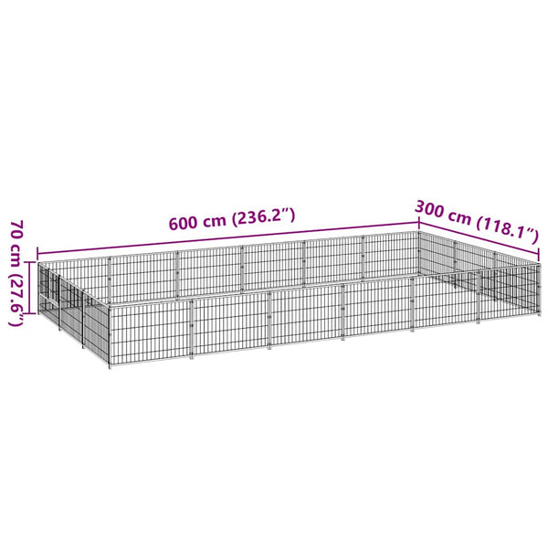 Koiranhäkki hopea 18 m² teräs