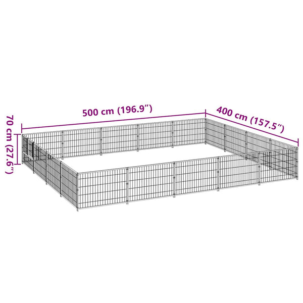Koiranhäkki hopea 20 m² teräs