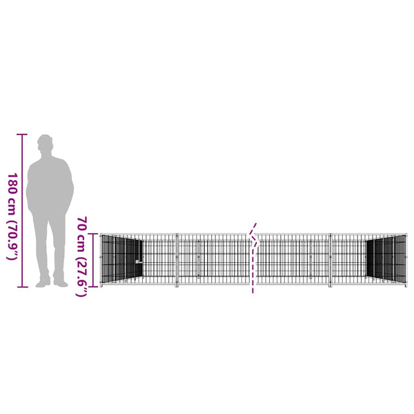 Koiranhäkki hopea 32 m² teräs