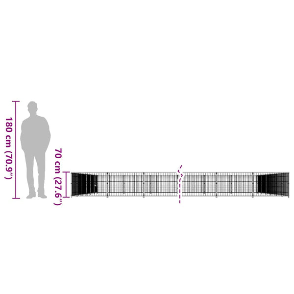 Koiranhäkki hopea 48 m² teräs