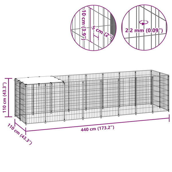 Koiranhäkki musta 4,84 m² teräs