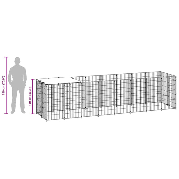 Koiranhäkki musta 4,84 m² teräs