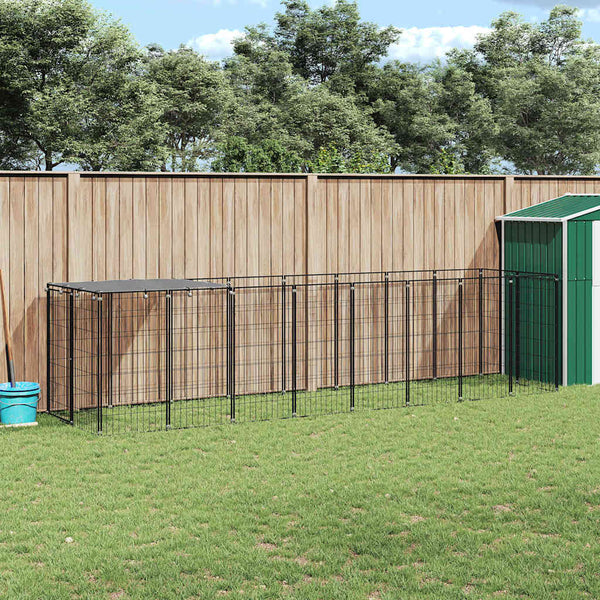 Koiranhäkki musta 4,84 m² teräs