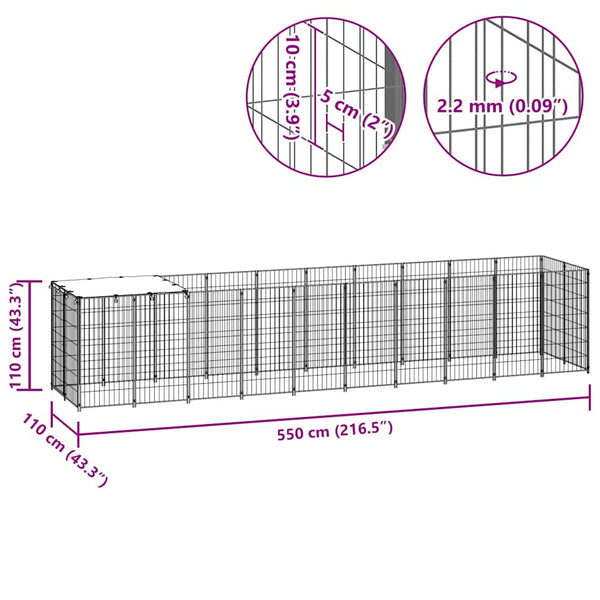 Koiranhäkki musta 6,05 m² teräs