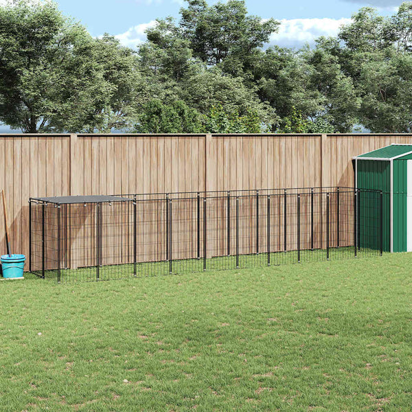 Koiranhäkki musta 6,05 m² teräs