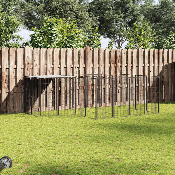 Koiranhäkki musta 6,05 m² teräs