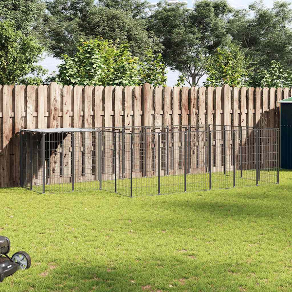 Koiranhäkki musta 8,47 m² teräs