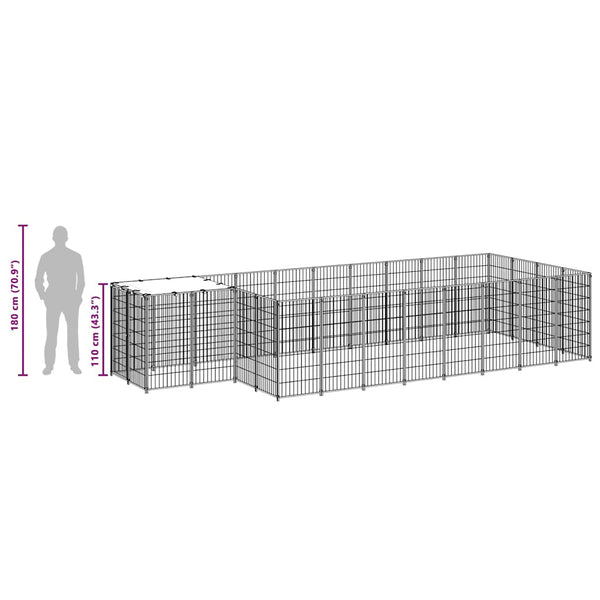Koiranhäkki musta 10,89 m² teräs