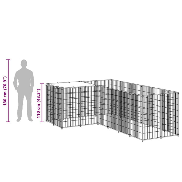 Koiranhäkki musta 4,84 m² teräs