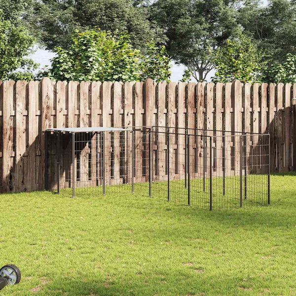 Koiranhäkki musta 4,84 m² teräs