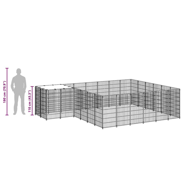 Koiranhäkki musta 12,1 m² teräs