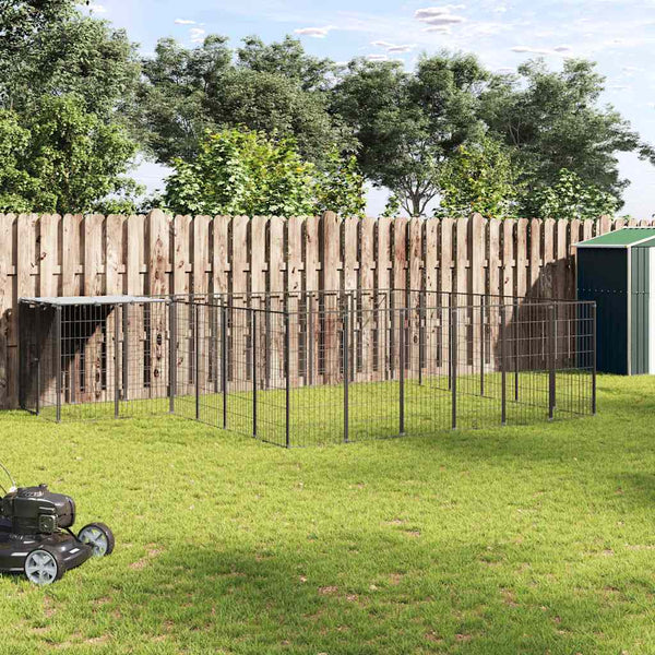 Koiranhäkki musta 12,1 m² teräs