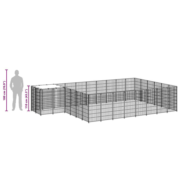 Koiranhäkki musta 15,73 m² teräs