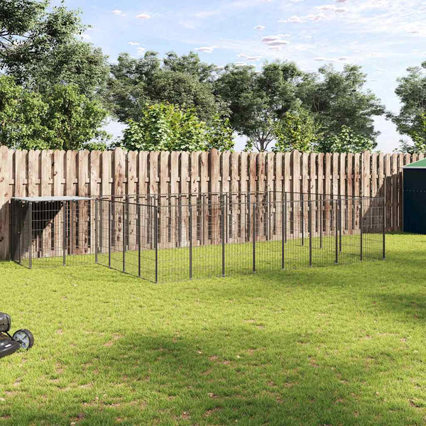 Koiranhäkki musta 15,73 m² teräs