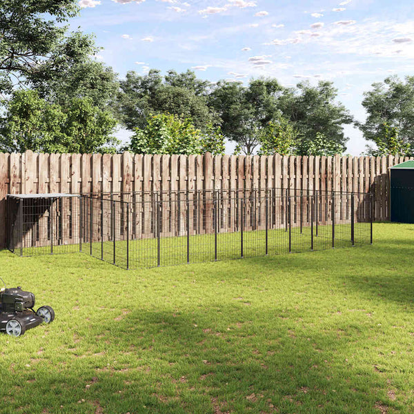 Koiranhäkki musta 19,36 m² teräs