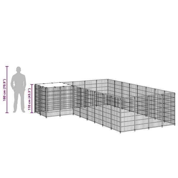 Koiranhäkki musta 10,89 m² teräs