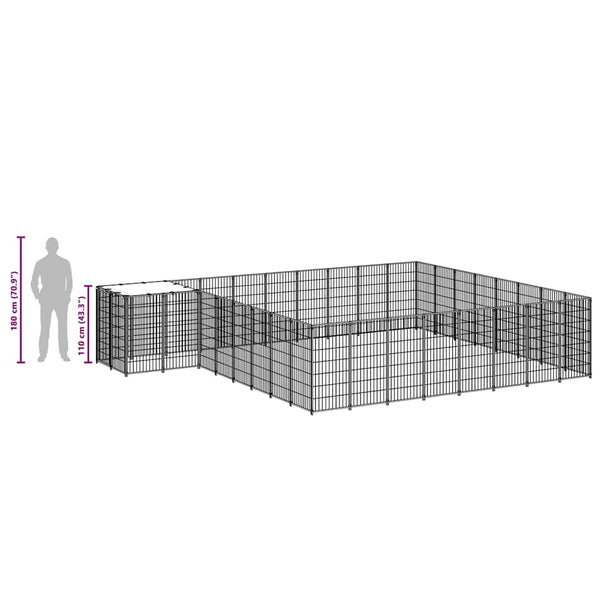 Koiranhäkki musta 20,57 m² teräs