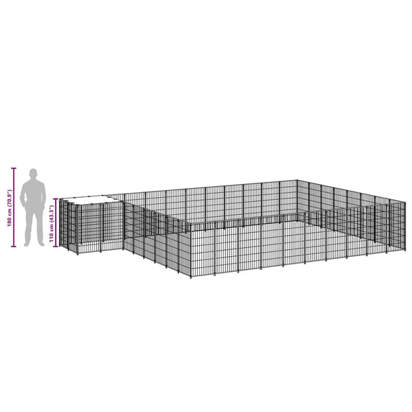 Koiranhäkki hopea 25,41 m² teräs