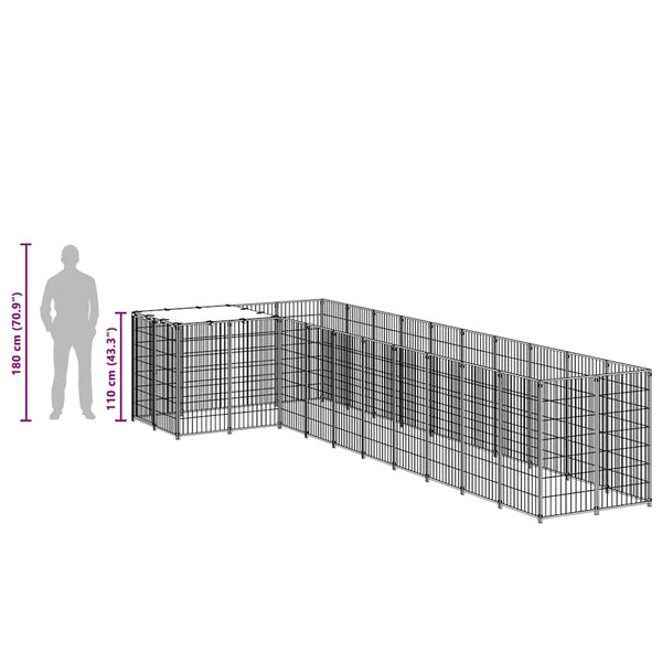 Koiranhäkki musta 7,26 m² teräs