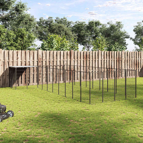 Koiranhäkki musta 13,31 m² teräs