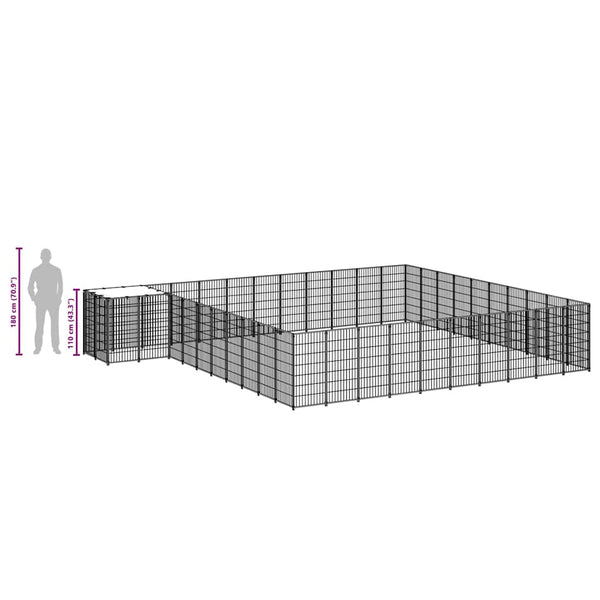 Koiranhäkki musta 31,46 m² teräs