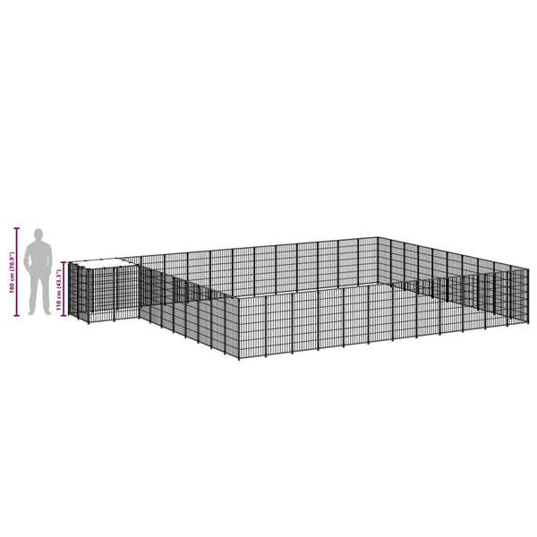 Koiranhäkki musta 37,51 m² teräs