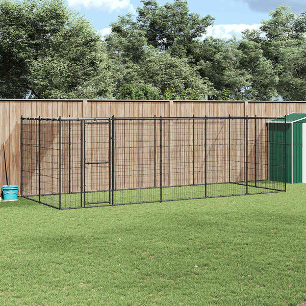 Koiran ulkohäkki katolla teräs 12,1 m²
