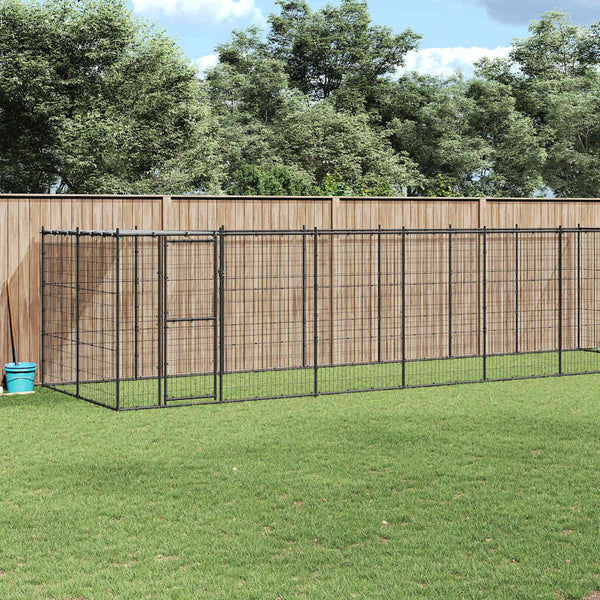 Koiran ulkohäkki katolla teräs 16,94 m²