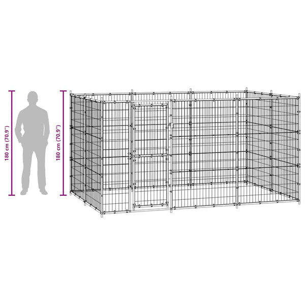 Koiran ulkohäkki teräs 7,26 m²