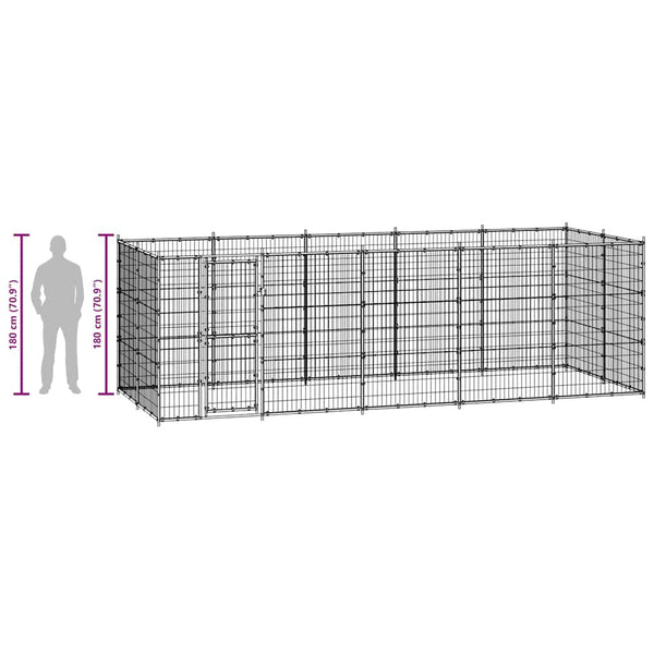 Koiran ulkohäkki teräs 12,1 m²