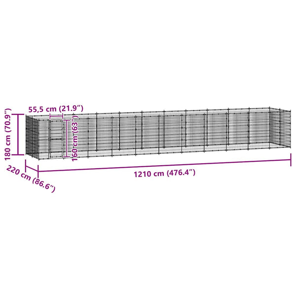 Koiran ulkohäkki teräs 26,62 m²