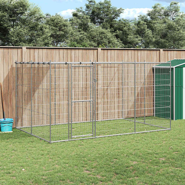 Koiran ulkohäkki katolla galvanoitu teräs 7,26 m²