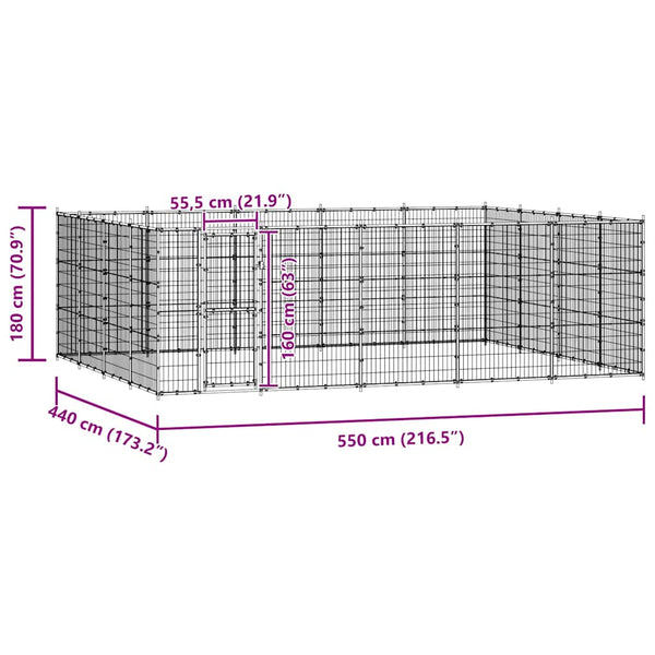 Koiran ulkohäkki teräs 24,2 m²