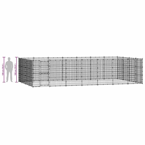 Koiran ulkohäkki teräs 33,88 m²