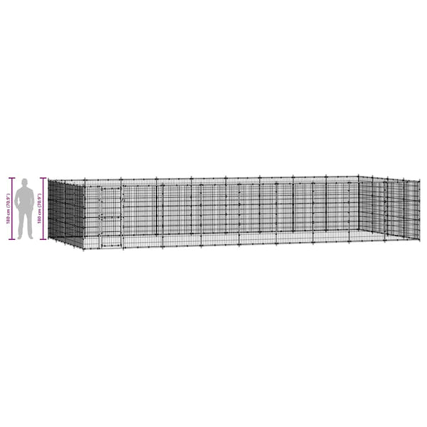 Koiran ulkohäkki teräs 43,56 m²