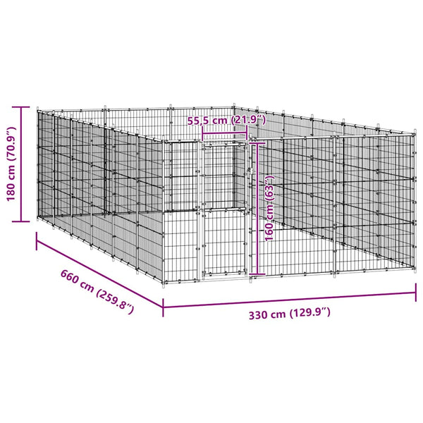 Koiran ulkohäkki teräs 21,78 m²