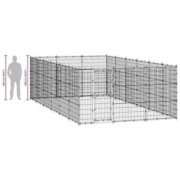 Koiran ulkohäkki teräs 21,78 m²