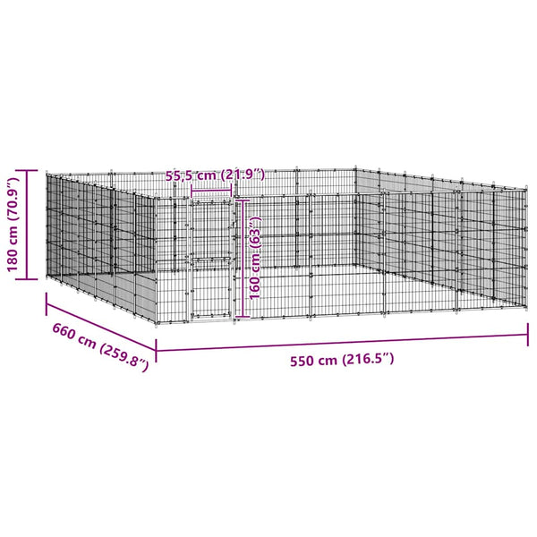 Koiran ulkohäkki teräs 36,3 m²